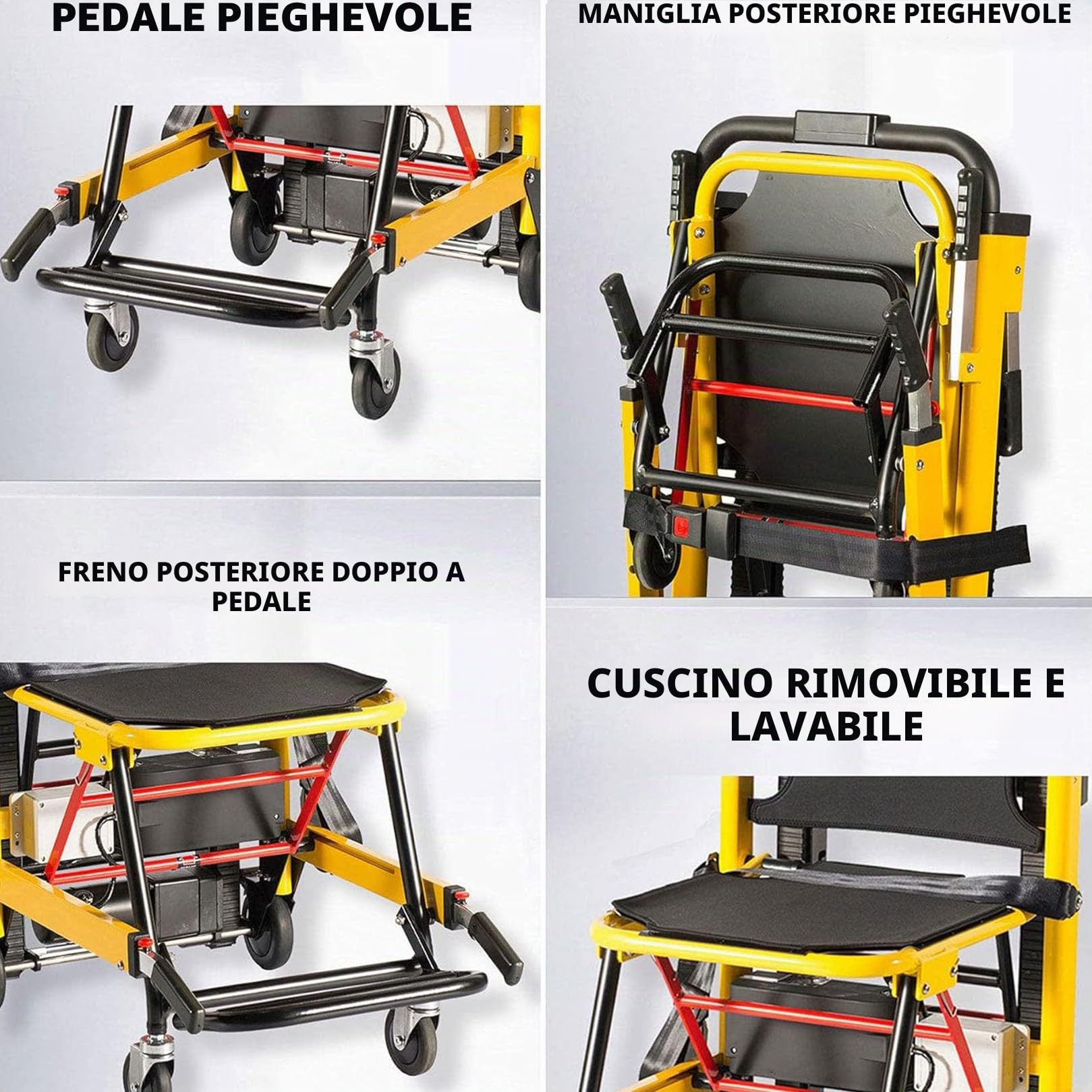 Montascale Elettrico a Cingoli Pieghevole,Montascale elettrico a cingoli per disabili,Carico 175Kg Montascale a cingoli elettrico,Saliscale Automatico e Pieghevole per Anziani e Mobilità Ridotta