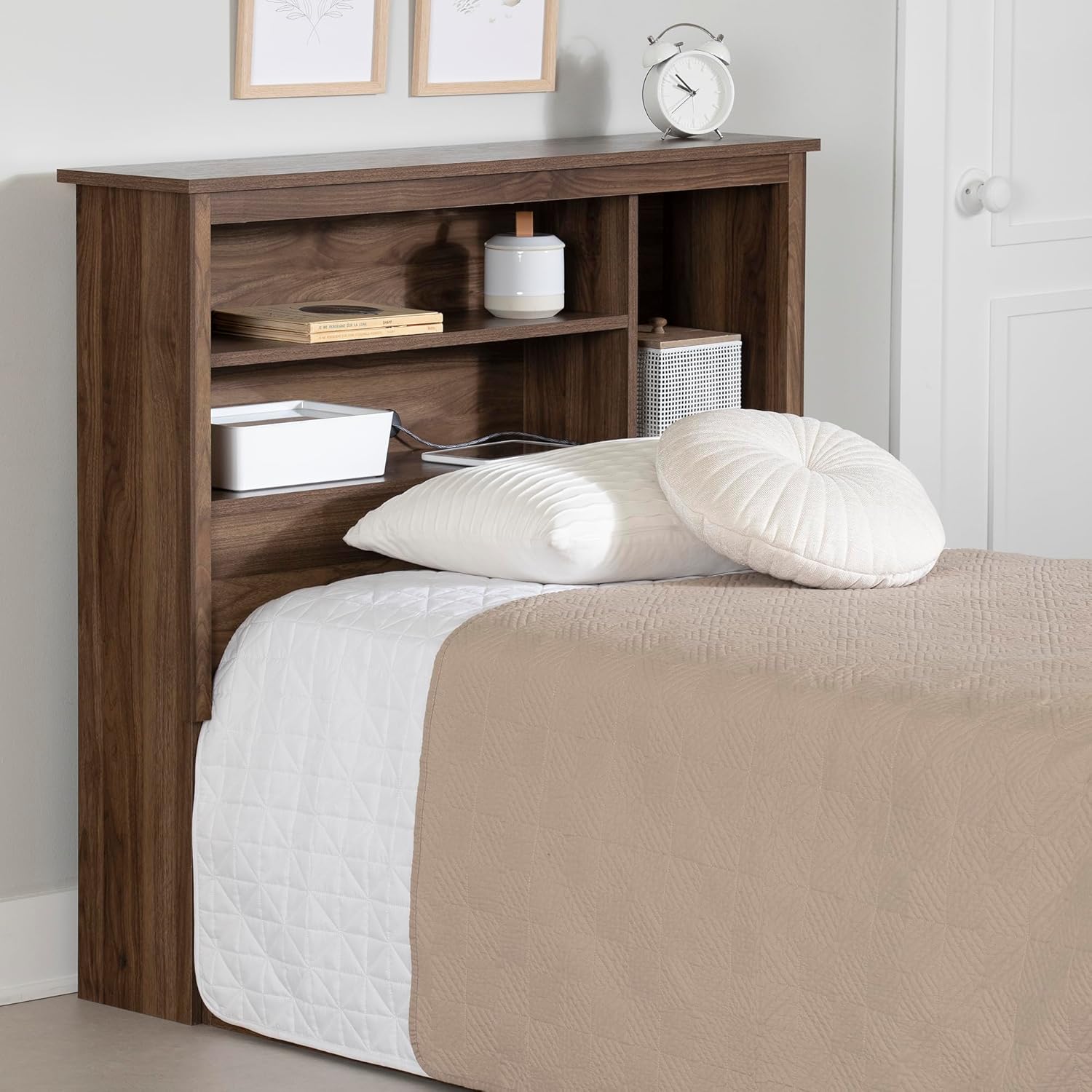 South Shore Yodi Headboard Natural Walnut, Scandinavian