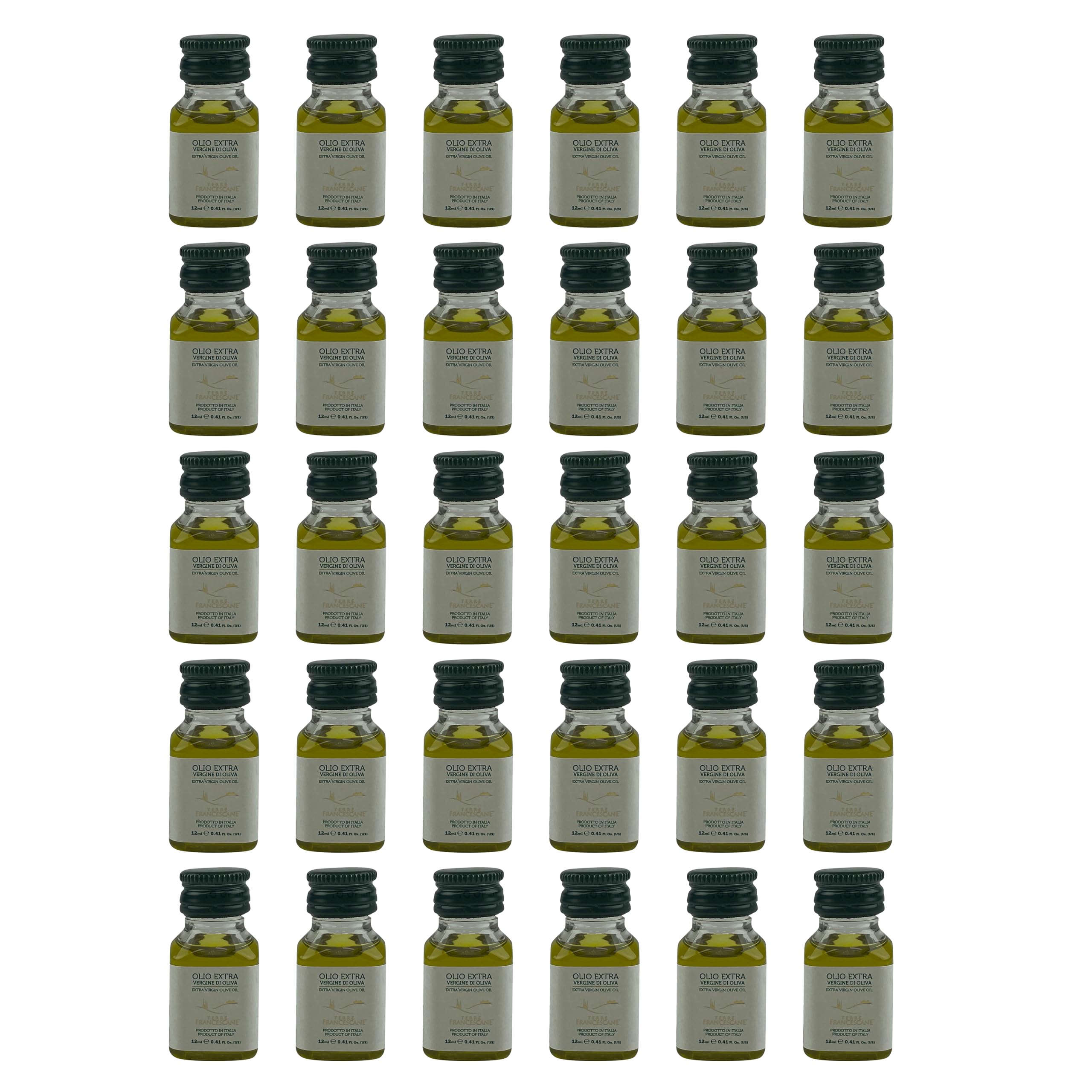 TERRE FRANCESCANE kleine mini Fläschchen von extra nativem Olivenöl 30x 12ml | kaltgepresst | italienisch | 0,8% Säure | Probierset | Geschenkset | für Zuhause & Gastro