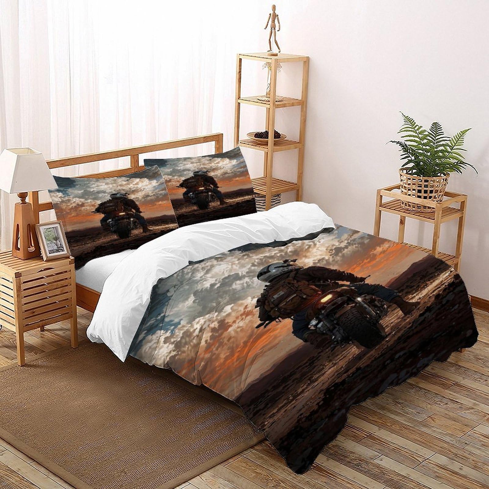 Housse de couette moto en microfibre thermorégulatrice avec fermeture éclair