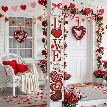 Amazon.com : Memorywuu Valentine's Day Porch Sign Vertical Love