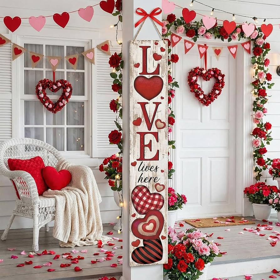 Amazon.com : Memorywuu Valentine's Day Porch Sign Vertical Love