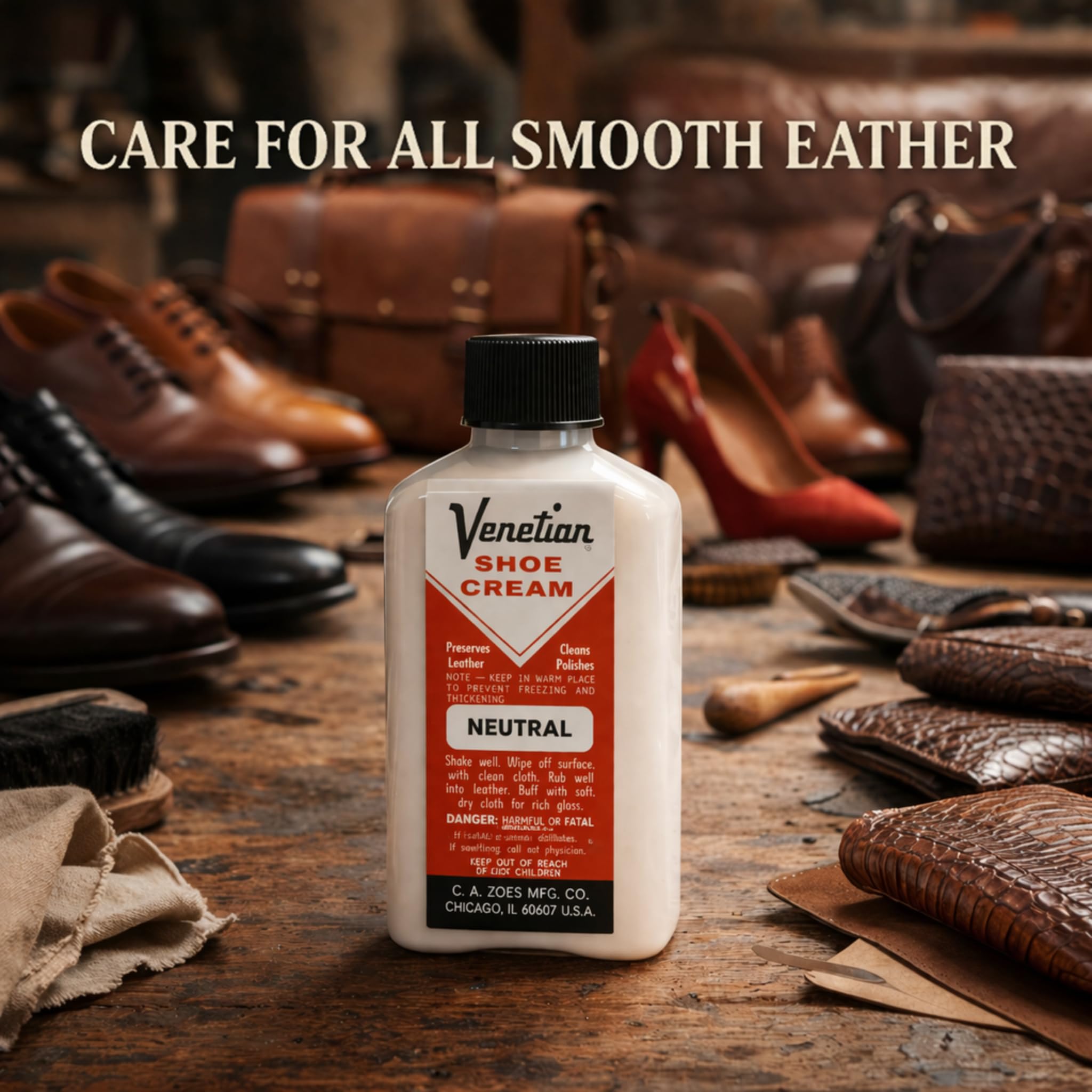 VENETIAN Shoe Cream, 3 once, Neutro