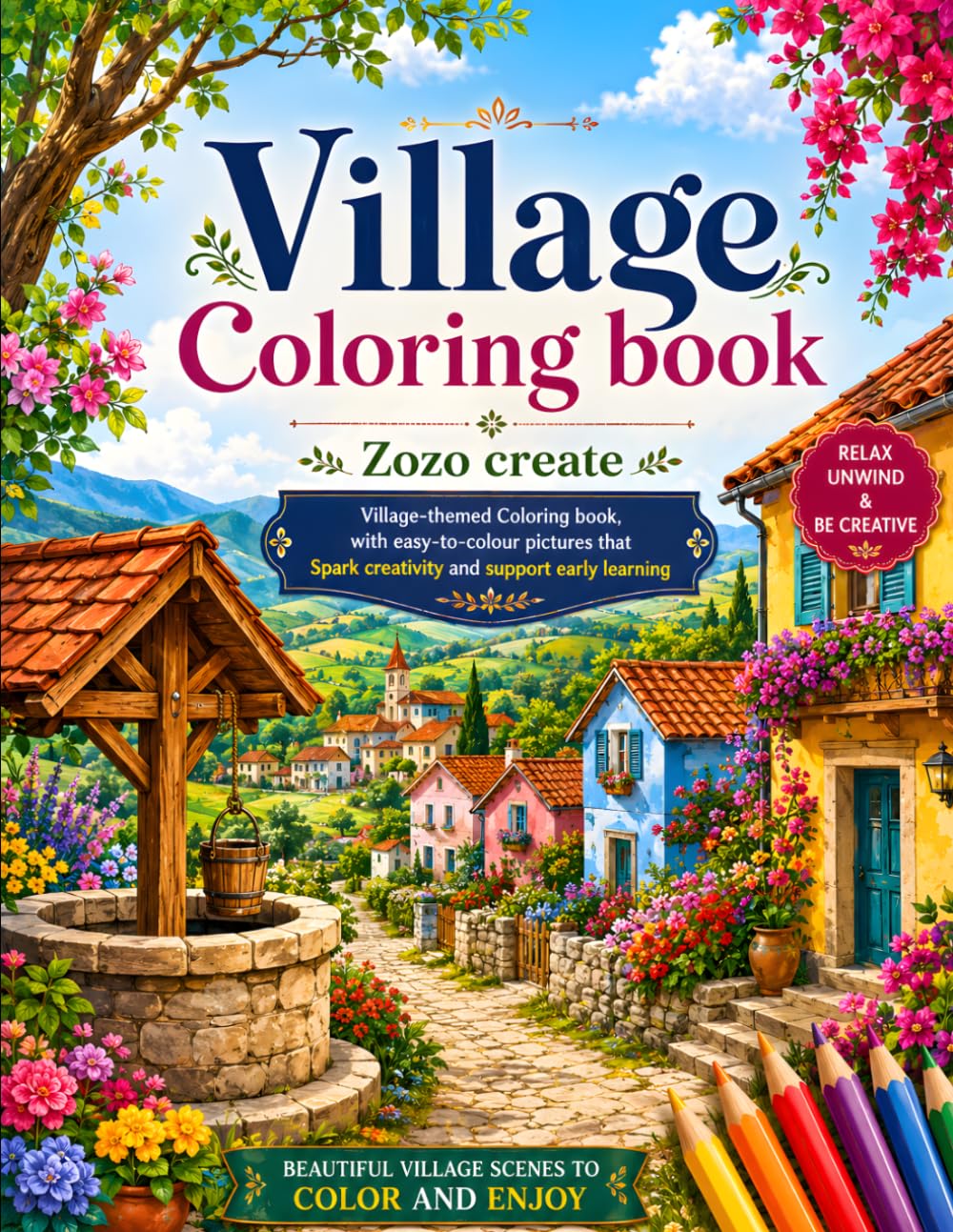 Village Creative Coloring Book for Adults: A Relaxing Adult Coloring Book Featuring Beautiful Village Scenes, Cozy Countryside Life, Nature-Inspired ... and Stress-Relieving Creative Illustrations