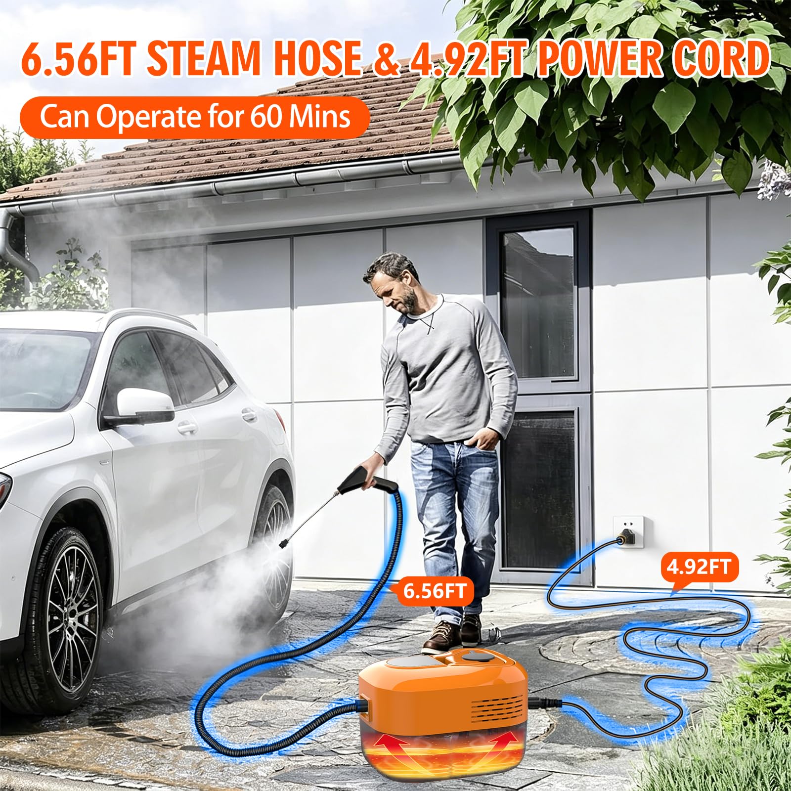 Vaporeta Limpieza Hogar, Limpiador a Vapor Portátil 6 Niveles Reg, Calentamiento 15s, 3,5 Bar Vaporeta Limpieza Hogar Potente, Depósito 1800ml, 17 Accesorios Multifunción, Apto para Cocina y Coche