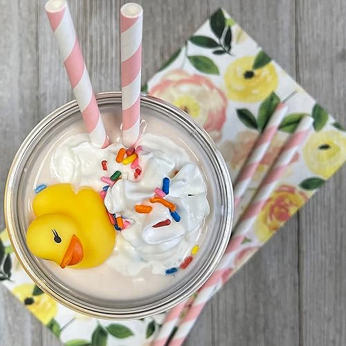 Miniatura 9 de Pajitas de papel a rayas – rubor claro rosa blanco – Suministro de cumpleaños de San Valentín para boda, baby shower, 7.75 pulgadas, paquete de 100