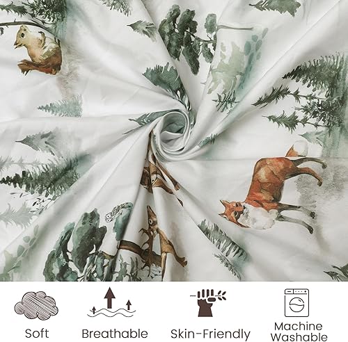 Miniatura 4 de PHF Paquete de 3 sábanas suaves para cuna, sábanas sedosas de Woodland Pack N Play para bebés, niños y niñas, ajuste universal para colchones Pack N