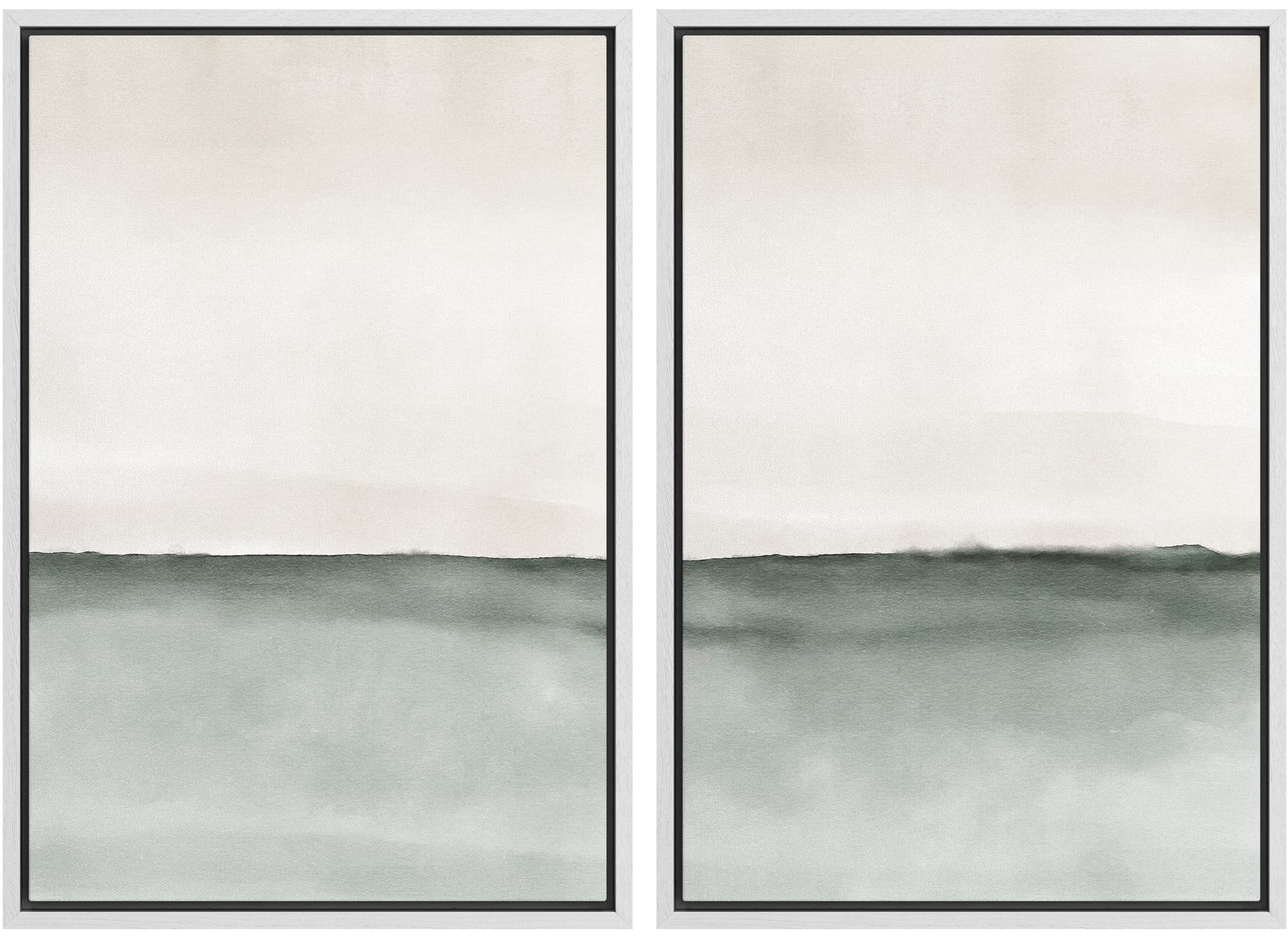 MUDECOR Framed Canvas Print Wall Art Set Watercolor Pastel Green Tan Landscape Abstract Shapes Illustrations Modern Art Decorative Contemporary for Living Room, Bedroom, Office - 16"x24"x2 Natural — view 45