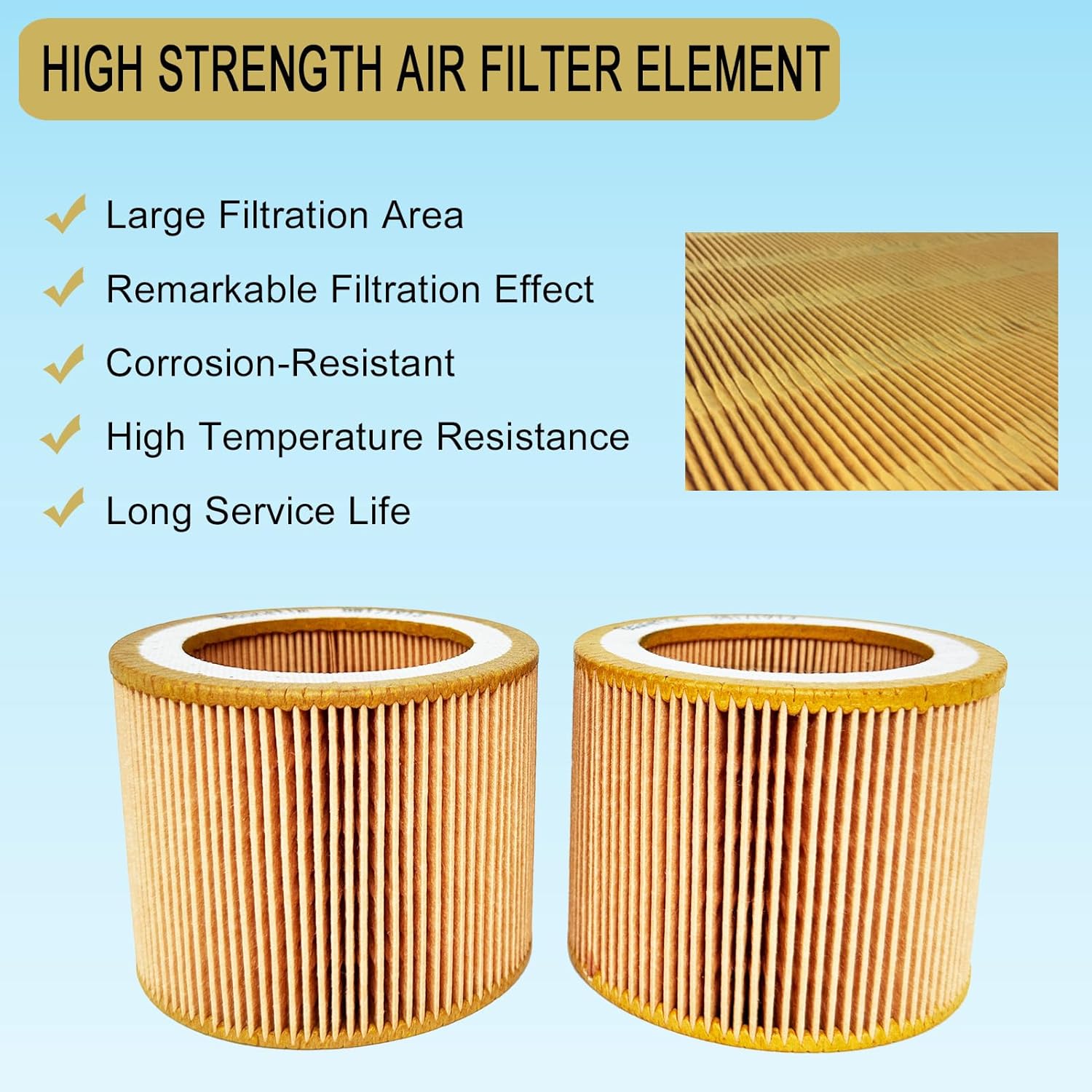 2 Pcs 88171913 Air Filter Element Compatible with Ingersoll Rand Air Compressor Replacement Part, High-Efficiency Filtration Cartridge 6211473900 1613900100 13294374 C1140 6211-4739-00 1613-9001-00