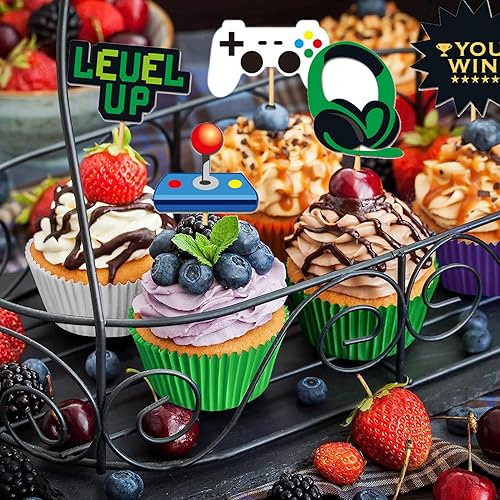 Miniatura 7 de 60 piezas de decoración de cupcakes de videojuegos, decoración de pasteles temáticos de juegos para niños, decoración de cumpleaños, suministros de