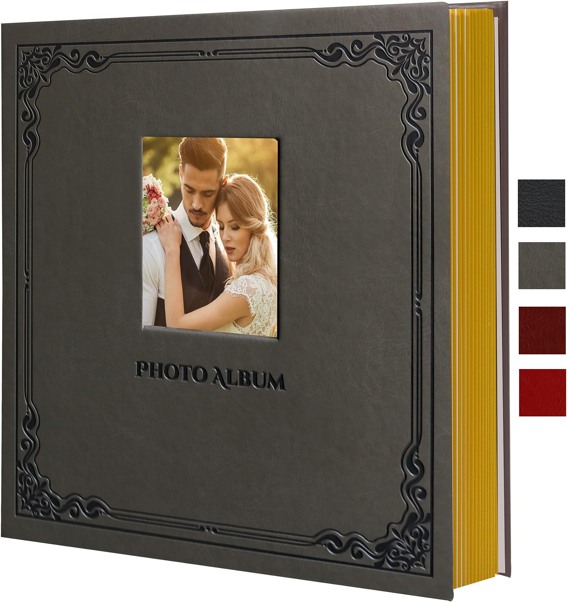 ZOVIEW ARTPhoto Album Can Hold 3X5 4X6 5X7 6X8 8X10 Photos, Self Adhesive Magnetic DIY Scrapbook Albums (Gray, Large)