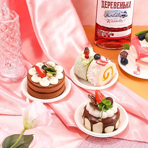 Miniatura 7 de Irenare Paquete de 50 platos pequeños de papel de postre de 4 pulgadas, platos de papel de postre resistentes, desechables, color blanco, sin