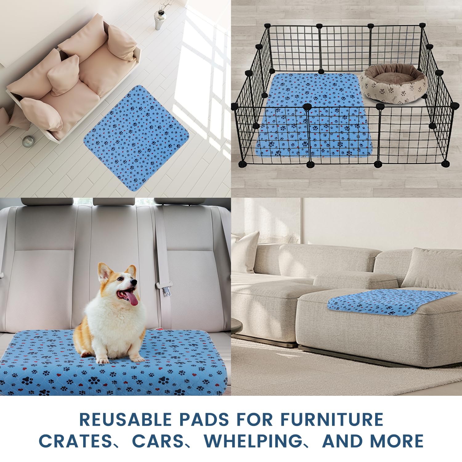 Almohadillas lavables para orina para perros, paquete de 2 almohadillas extragrandes de 34 x 36 pulgadas, súper absorbentes, reutilizables, antideslizantes, 100% impermeables, almohadillas de