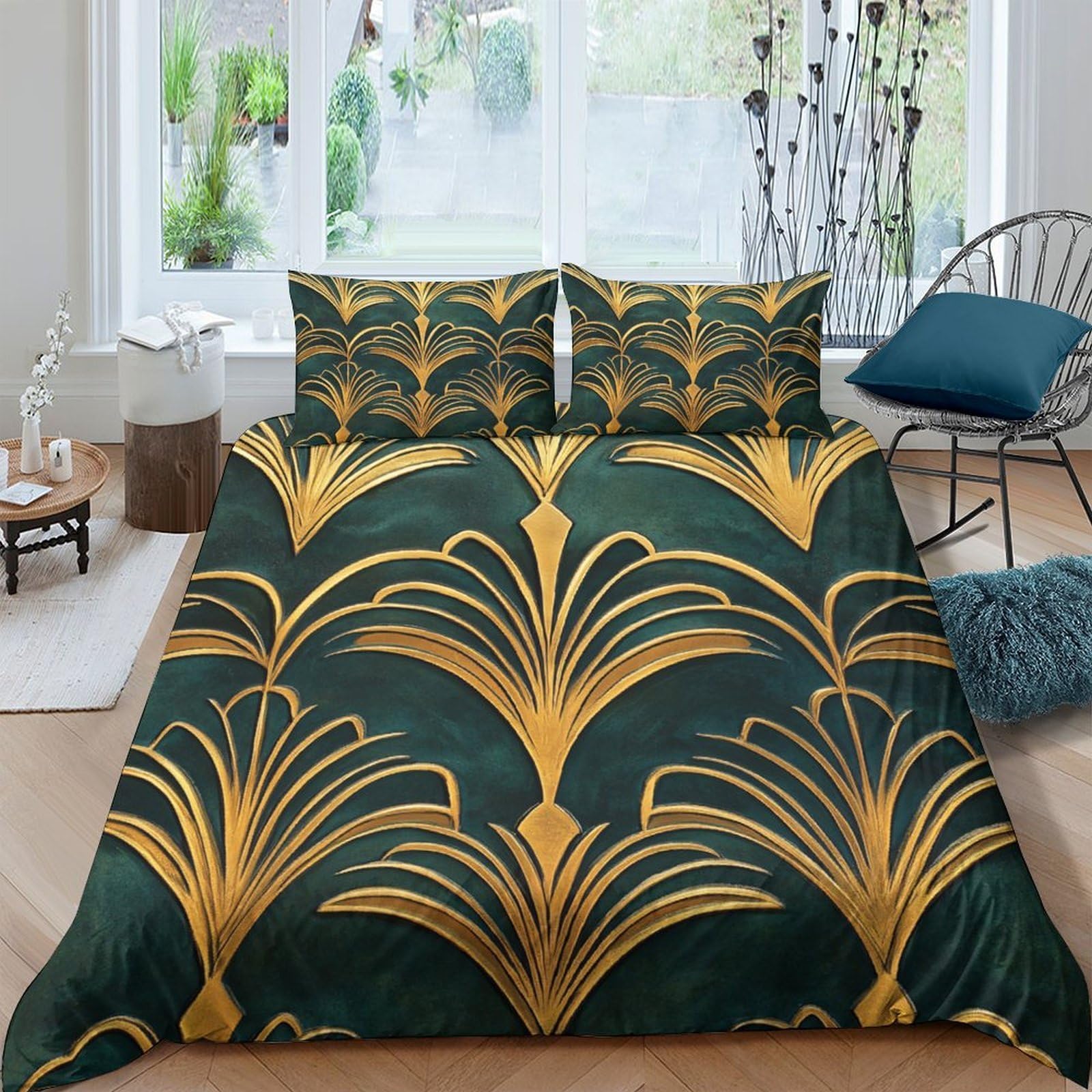 Parure de lit motif Golden Fan pour chambre enfants et adultes grand lit douillet et moderne