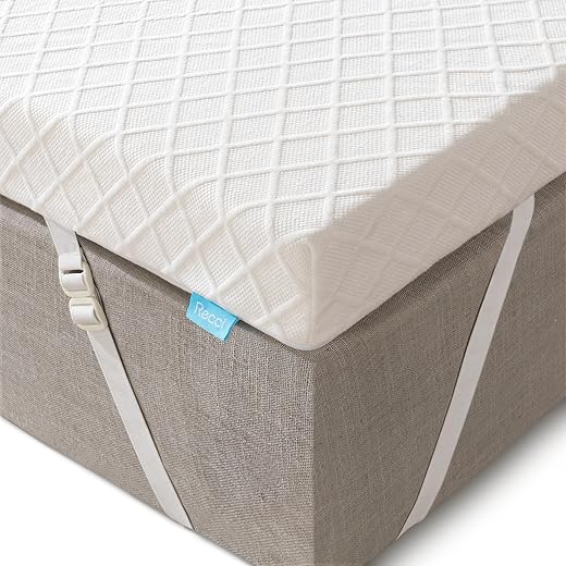 RECCI 3 Inch Queen Memory Foam Mattress Topper, Pressure-Relieving Topper for Back Pain, Cooling Topper with Removable & Washable Cover, CertiPUR-US Certified, Queen Size