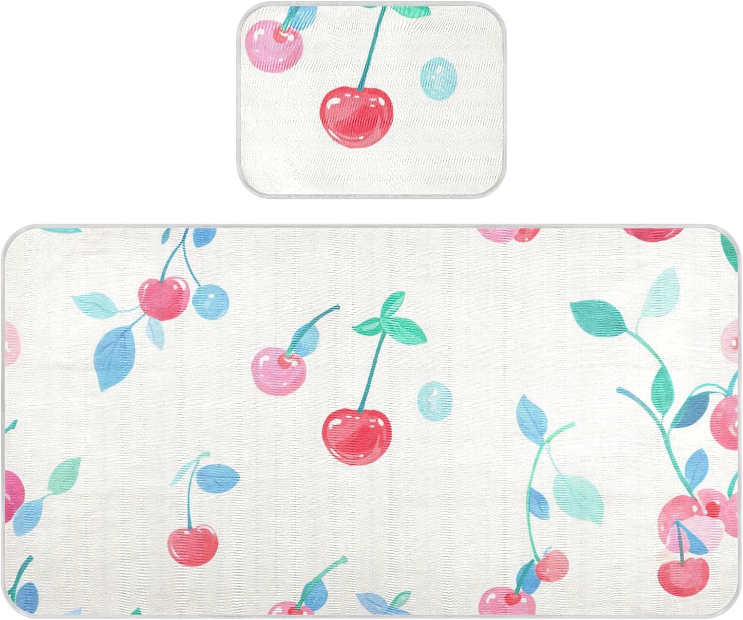 Cooling Baby Play Mattress 28" x 52"Absorbent Pads for Bed for Baby&Toddler Watercolor Cherry Red Cute