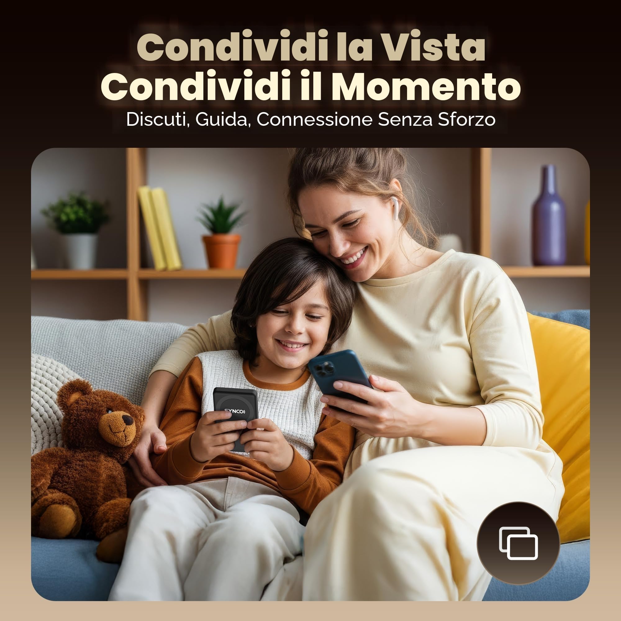 SYNCO XView Monitor Vlog per iPhone 17 - Schermo Selfie Magnetico Wireless 1080P/4K per Fotocamera Posteriore, Portata 50m, Batteria 3 Ore con Altoparlante Integrato per Live Youtube e TikTok (Nero)