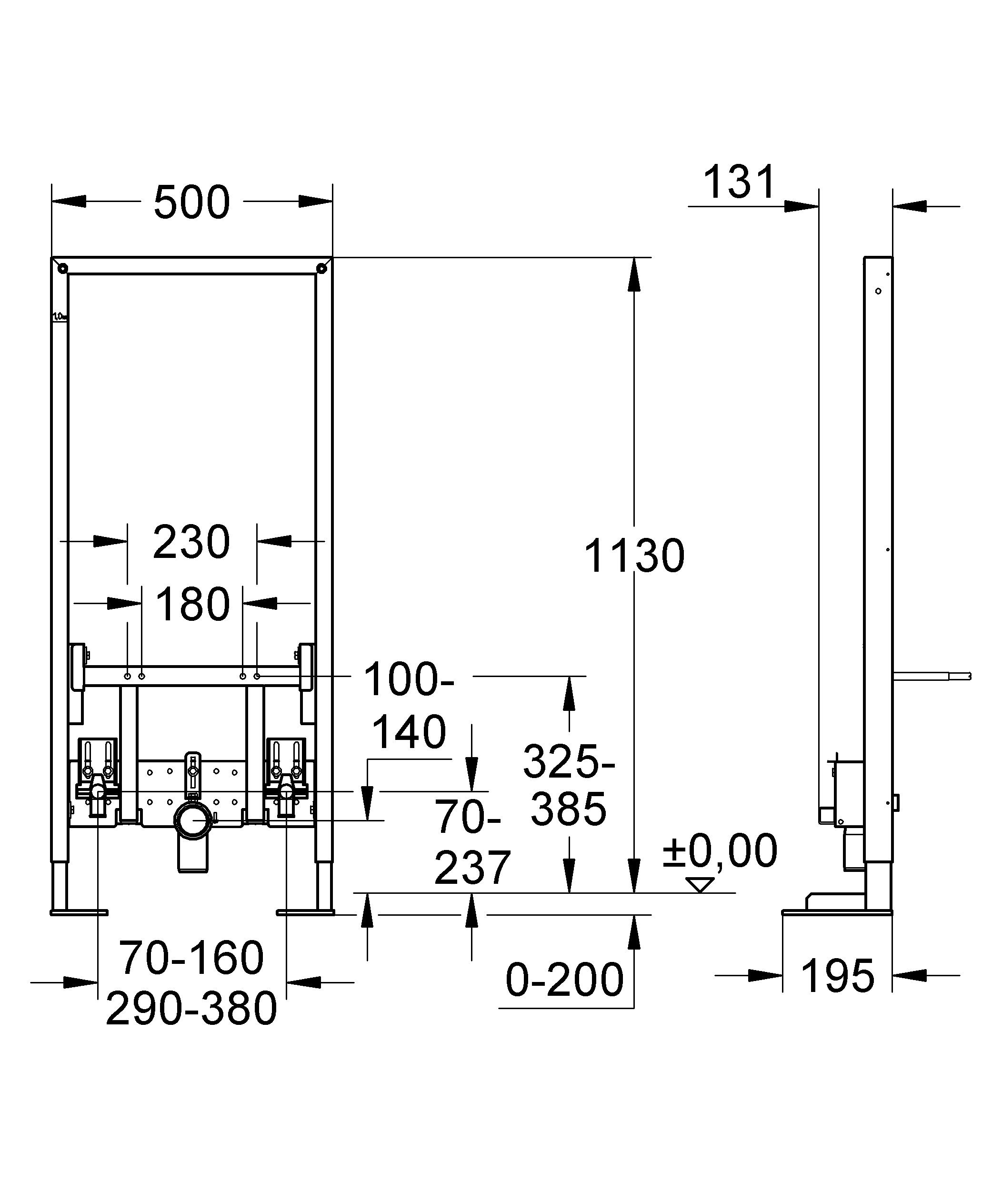 Grohe 38581001 - Sistema de instalación para bidé, 1.13 m