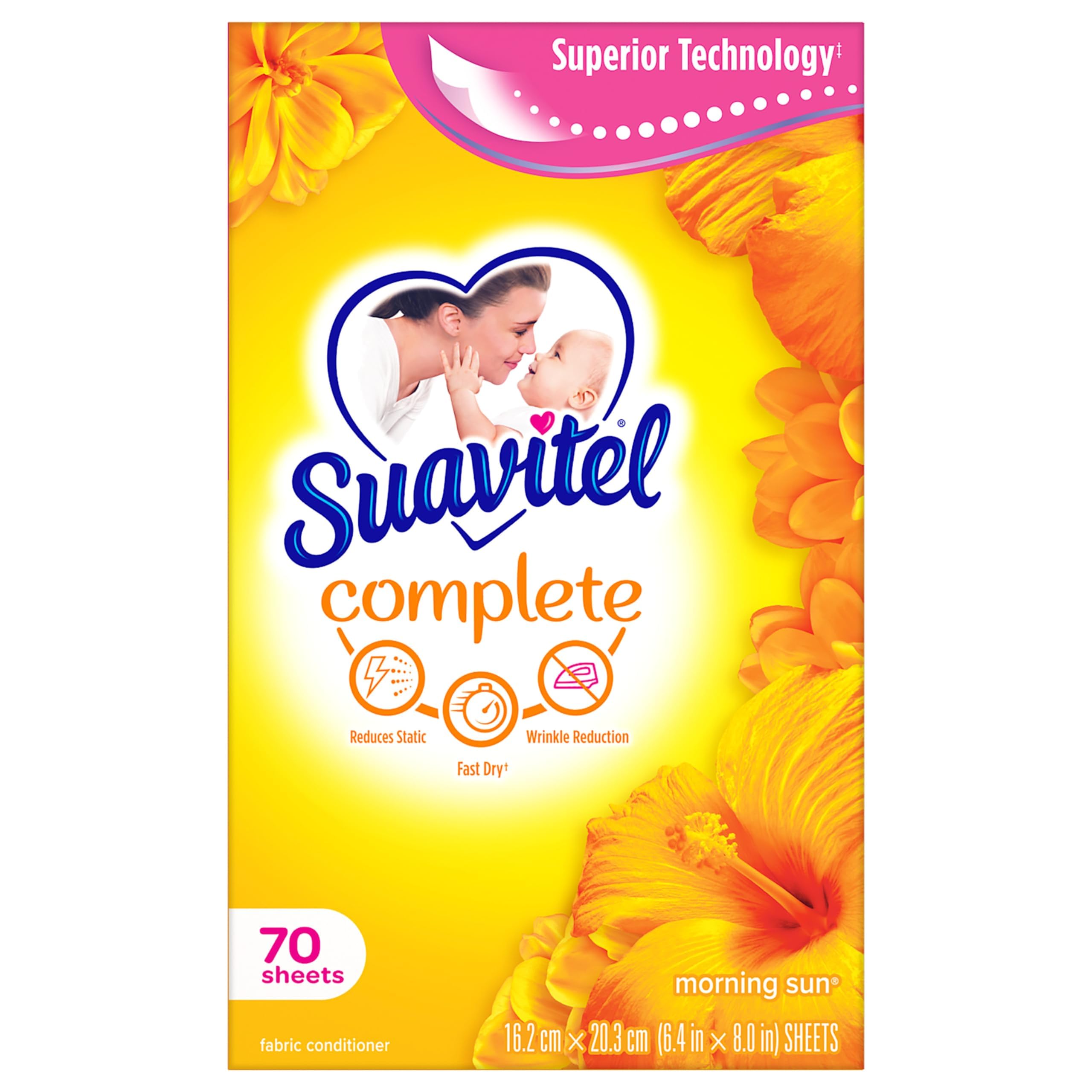 SuavitelFast Dry Fabric Conditioner Sheets, Magical Morning Sun, 70 Count