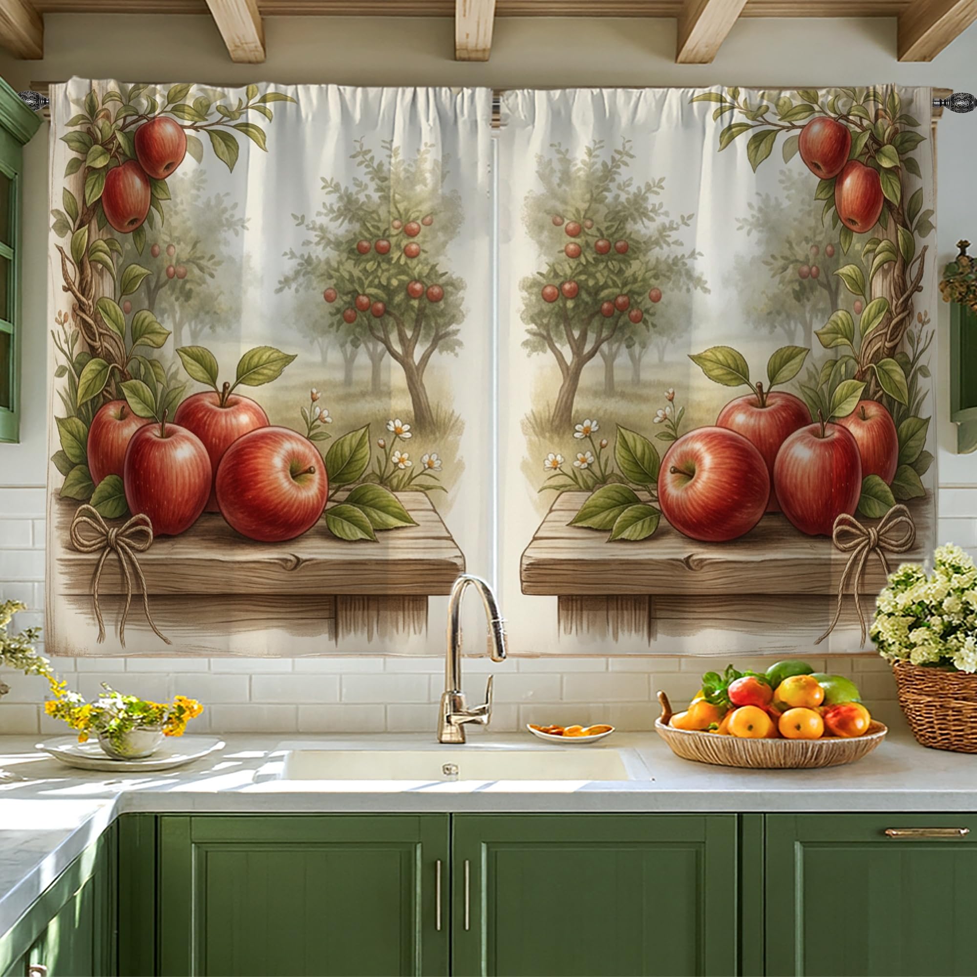 Rideaux de cuisine rustiques pour une ambiance champêtre et chaleureuse dans la salle à manger