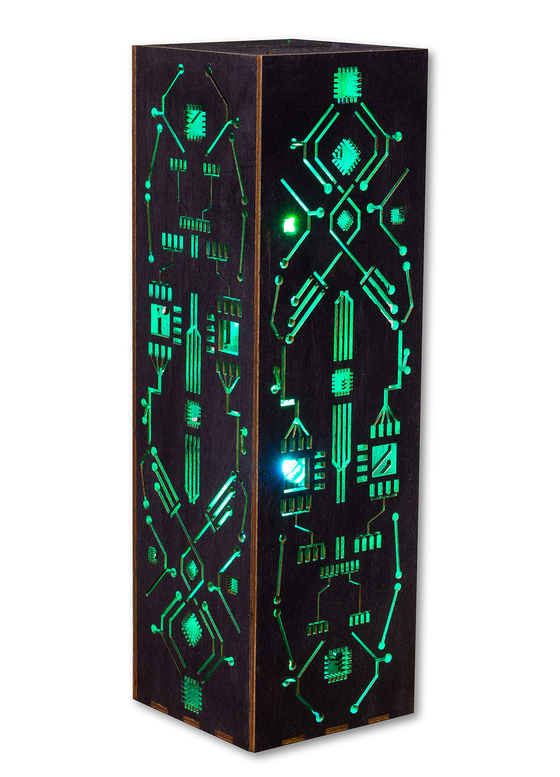 Cyberpunk Night Lamp | Rectangular Prism Shape | Sci-Fi Contemporary Style LED Futuristic Lamp | Circuit Board Lamp | Gift For Geek Nerd