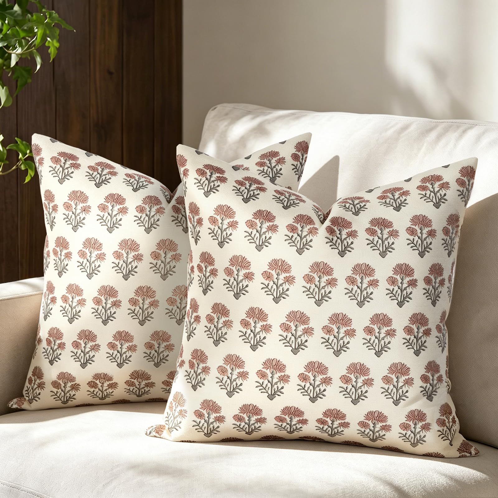 Waterproof Cushion Covers Set of 2 Soft Summer Throw Pillow Covers Pink