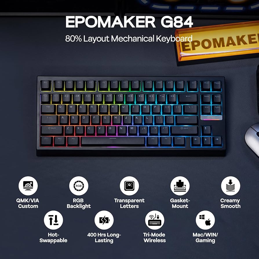 【ほぼ未使用/美品】Epomaker G84メカニカルキーボード 本体 Amazon.com: EPOMAKER G84 80% RGB Gaming Mechanical Keyboard