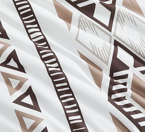 Miniatura 9 de Geniospin Juego de edredón tamaño King, juego de cama bohemio en una bolsa, juego de ropa de cama de 8 piezas, diseño azteca reversible con