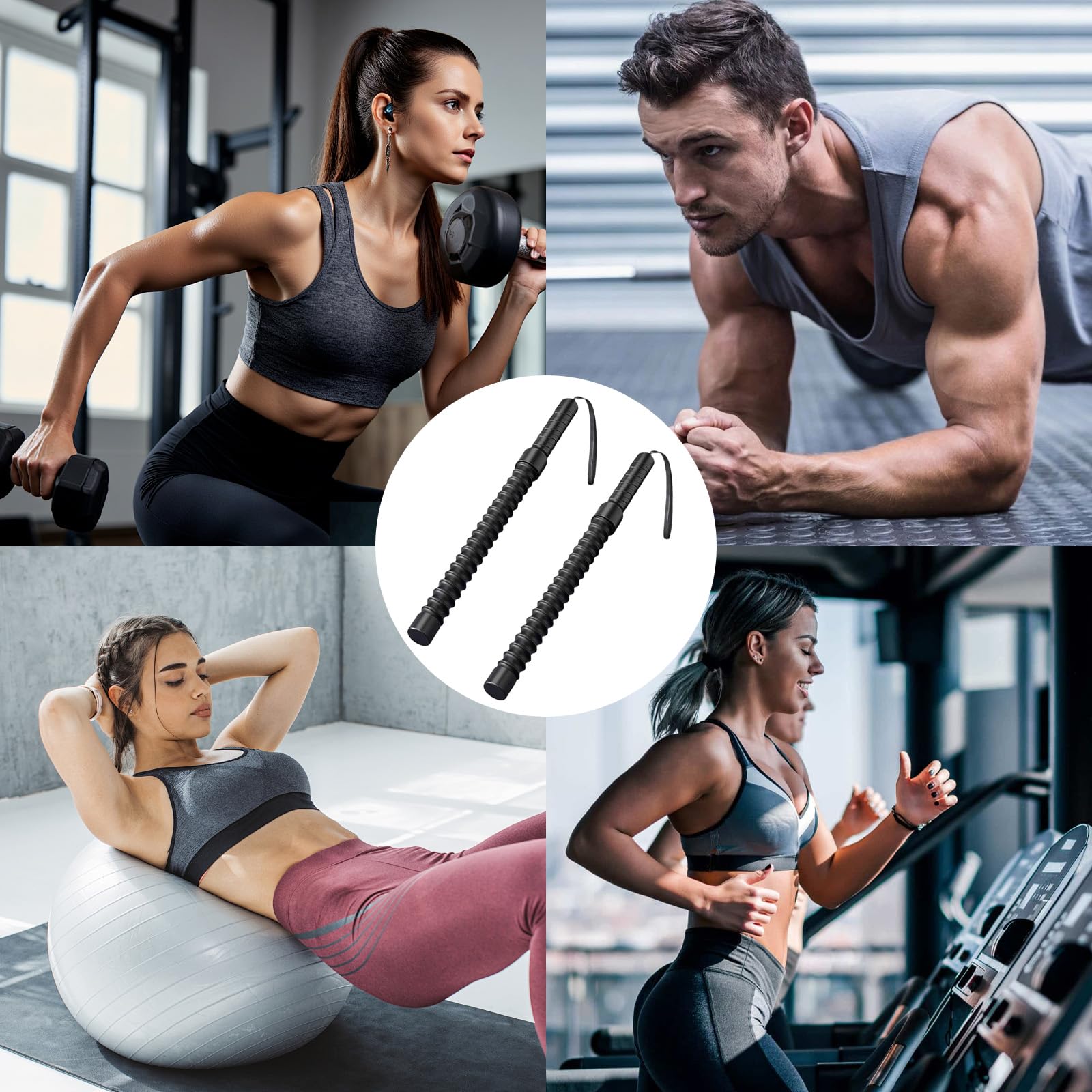 Lot de 2 cordes de combat pour salle de sport à domicile, cordes de combat lestées sans corde, équipement d'entraînement portable et silencieux pour tonifier tout le corps, brûler les graisses et