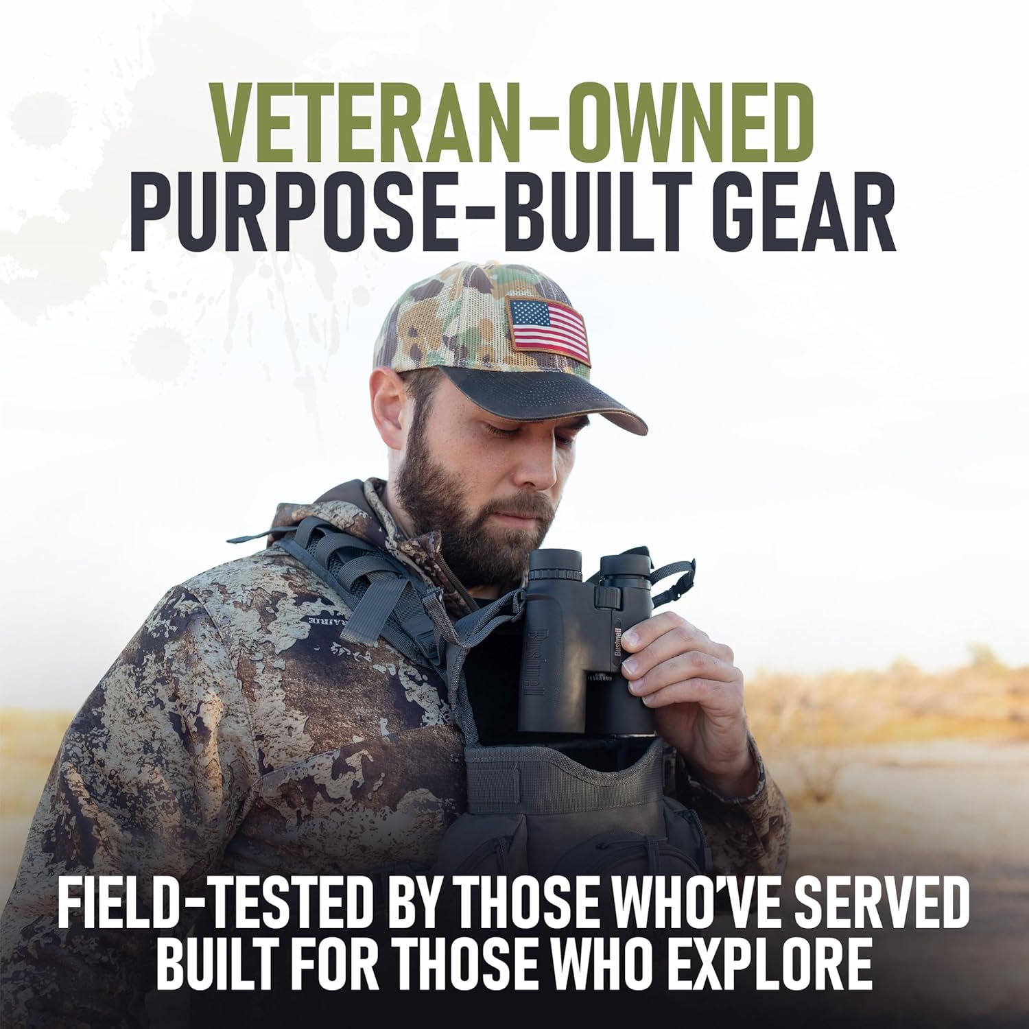 Binocular Harness Chest Pack - Lightweight Hunting Chest Rig with Rangefinder Pouch, MOLLE System Bino Harness for Bow Hunting, Tactical Chest Pack for Men, Veteran Owned Gear, Gray