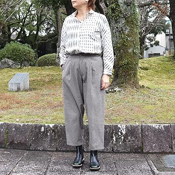 Amazon | 儀右ヱ門 ギエモン ぎえもん 久留米絣テーパードパンツ