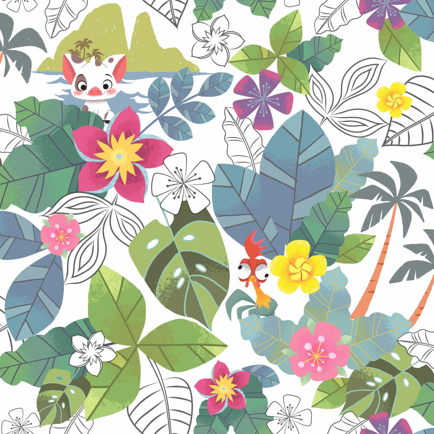 RMK11799WP Disney Moana Jungle Peel and Stick Wallpaper