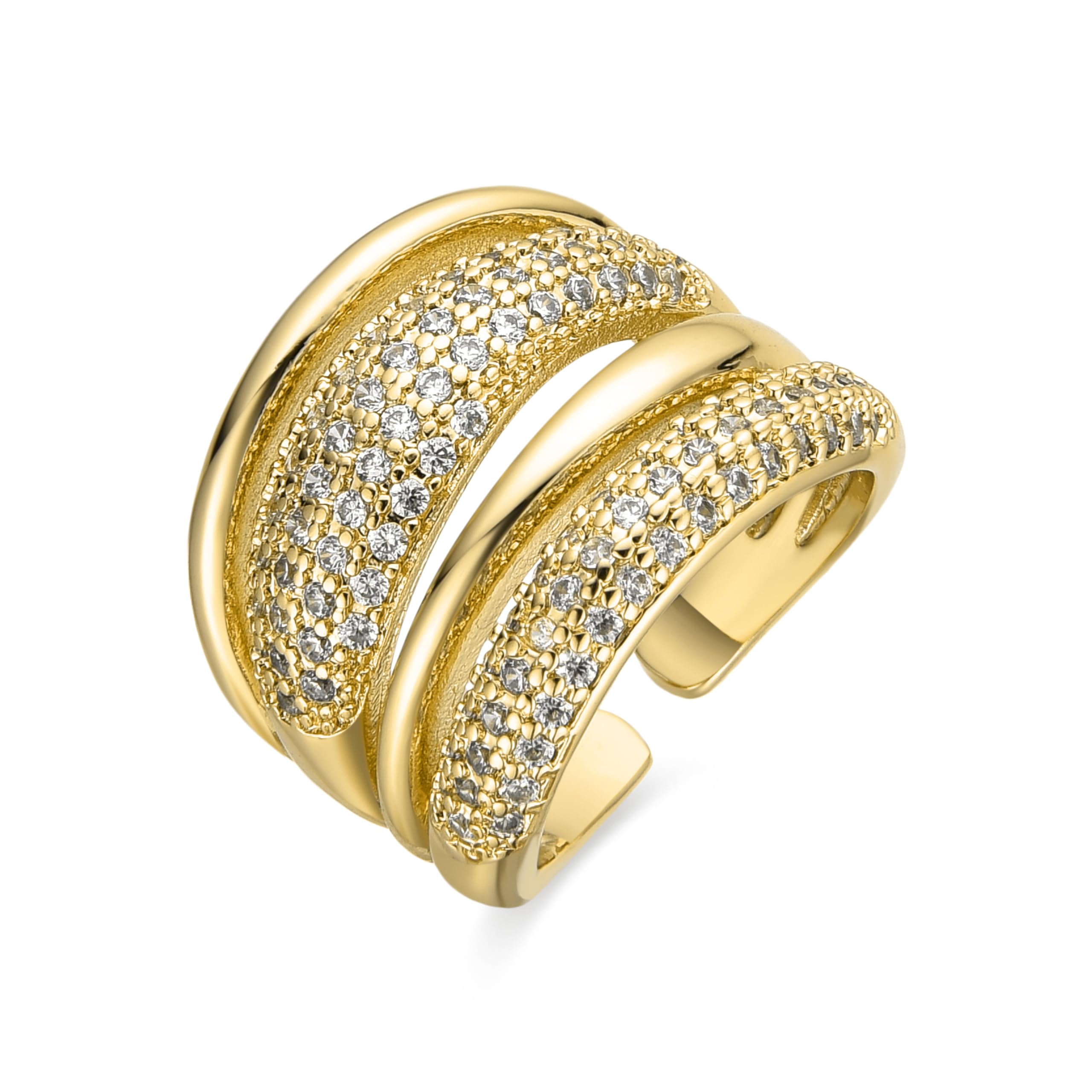 LUXENTER Anillo con Circonita Brillante acabado en Oro 18K. Color Dorado. Joyas para Mujer - Modelo Merima