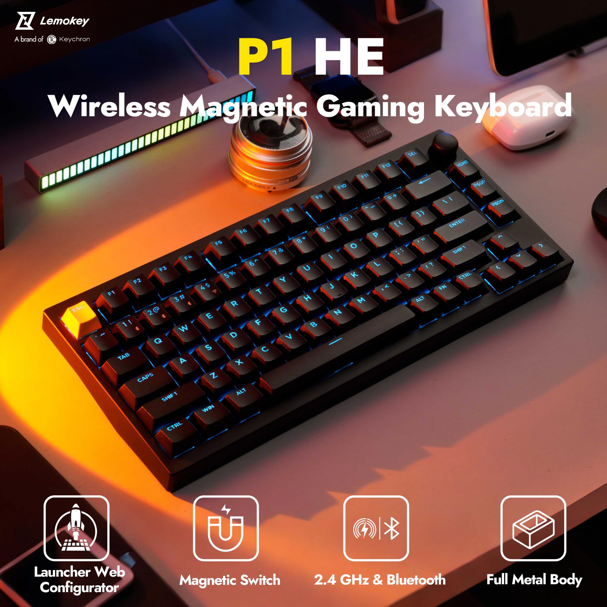 Amazon.com: LEMOKEY P1 HE 75% Wireless Custom Mechanical Gaming