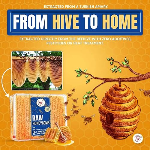 Miniatura 6 de Great Bazaar - Panal de miel natural, sin procesar, panal de acacia, de 200g.