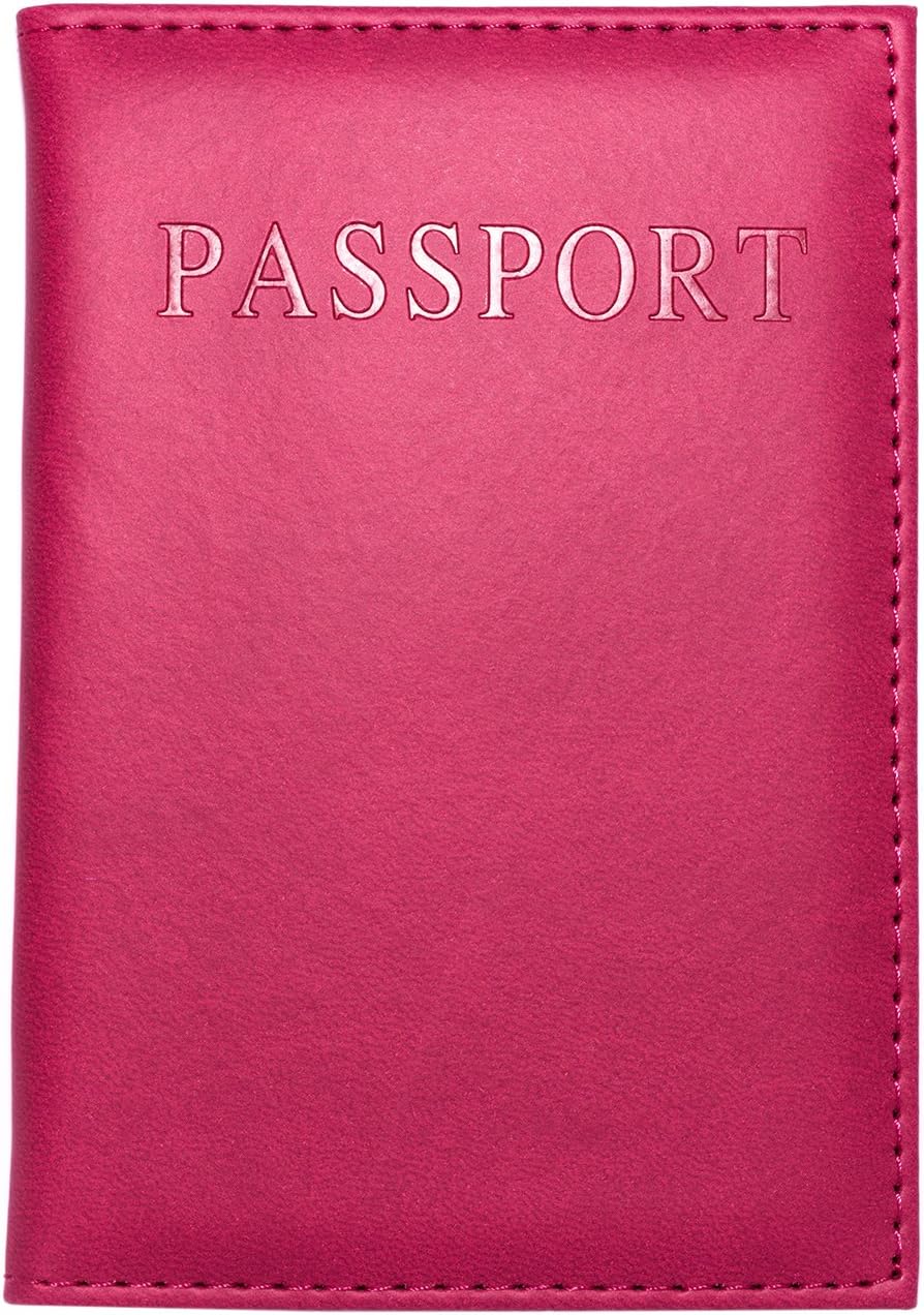 SpirtanPassport Holder & Passport Protector - Leather Passport Cover Case with Solid Pattern Family Passport Case for Travelling - Unisex Design Faux Leather Passport Holder โ Dark Pink