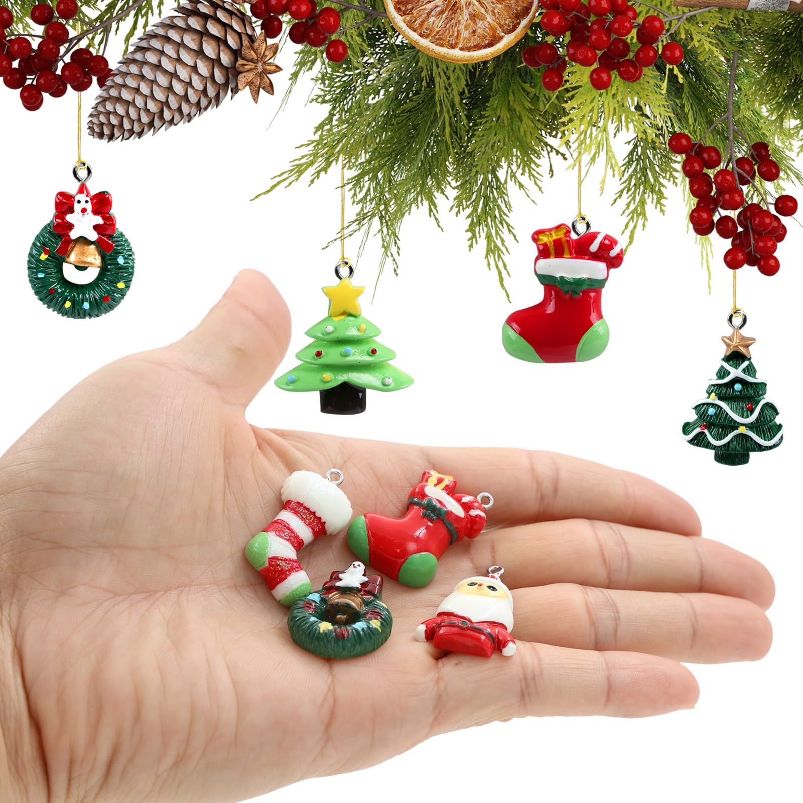 Naler 24-teilig Weihnachtsanhänger Christbaum Deko Weihnachtsbaumschmuck für Adventkalender, aus Harz