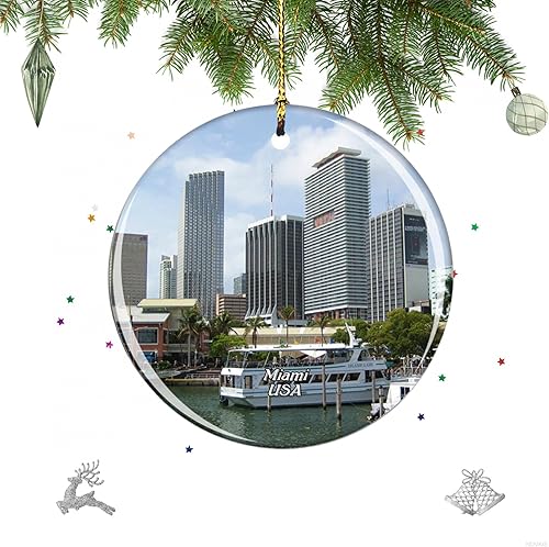 Bayside Marketplace Miami Florida USA Christmas Ornament, Souvenir Gift, Christmas Tree Decorations Ornament, Gift for Christmas