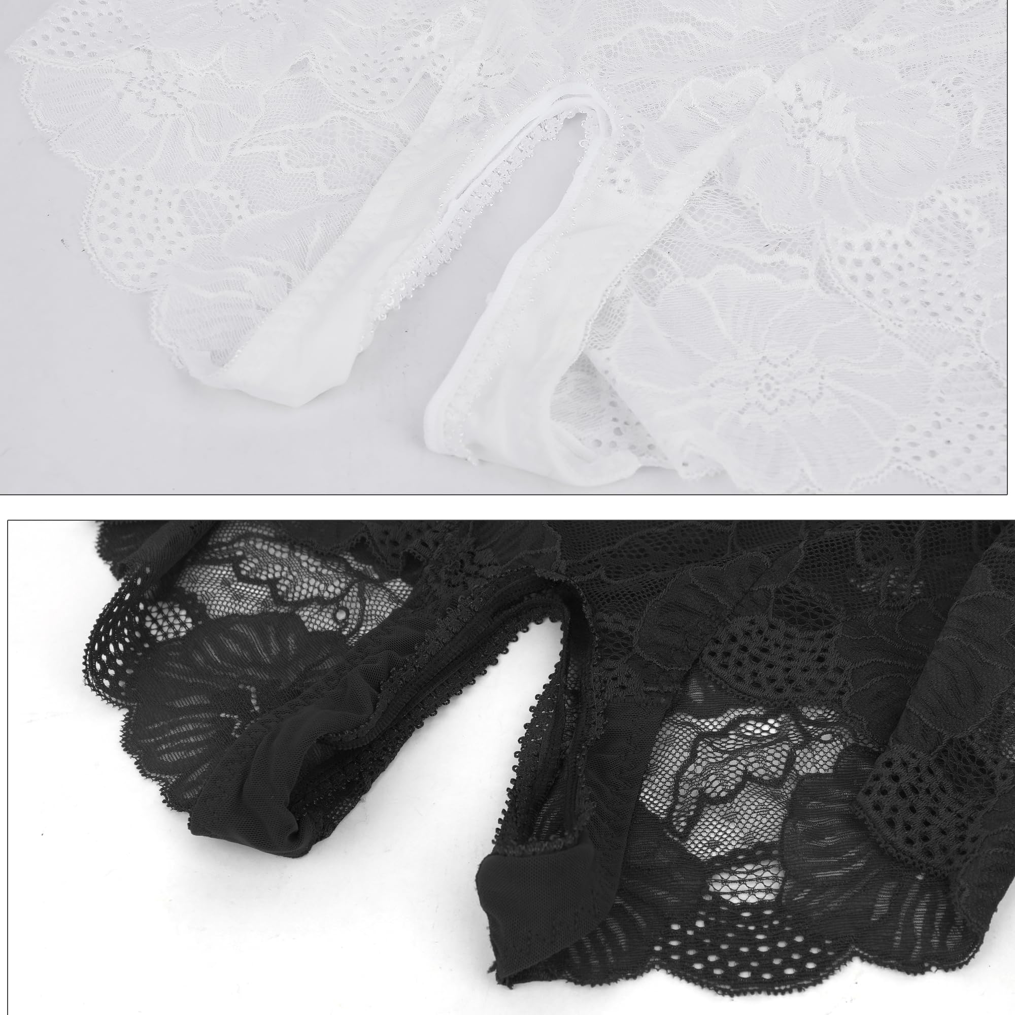 TINAYAUE Perizoma aperto per donna, 2 slip trasparenti in pizzo intimo sotto abito per la calda fidanzata, taglia grande (circonferenza dell'anca 100-105 cm)