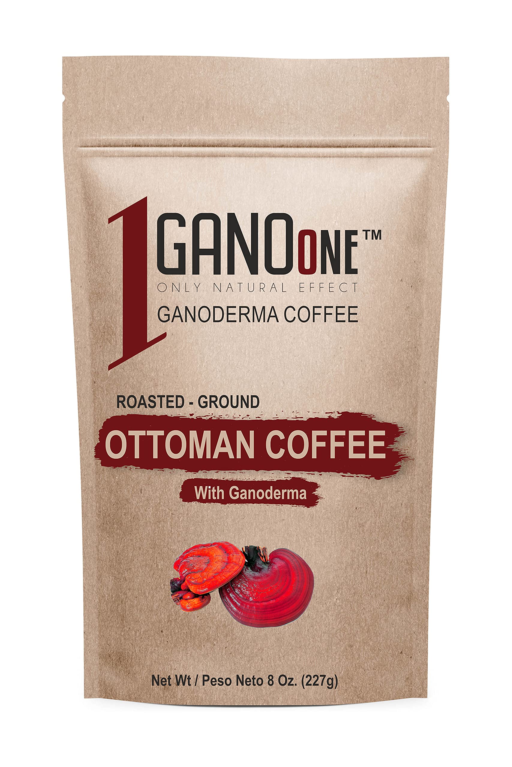 GanoOne Turkish Ottoman Style Dibek Coffee include Ganoderma Reishi Mushroom Extract Special Blend Resealable Doypack 1 Pound (Pack of 1)