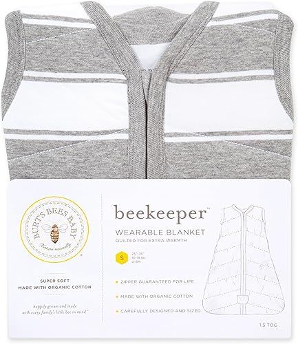 Miniatura 7 de Burt's Bees Baby unisex-baby Beekeeper Wearable Blanket, 100% Organic Cotton, Swaddle Bag Rugby gris acolchado