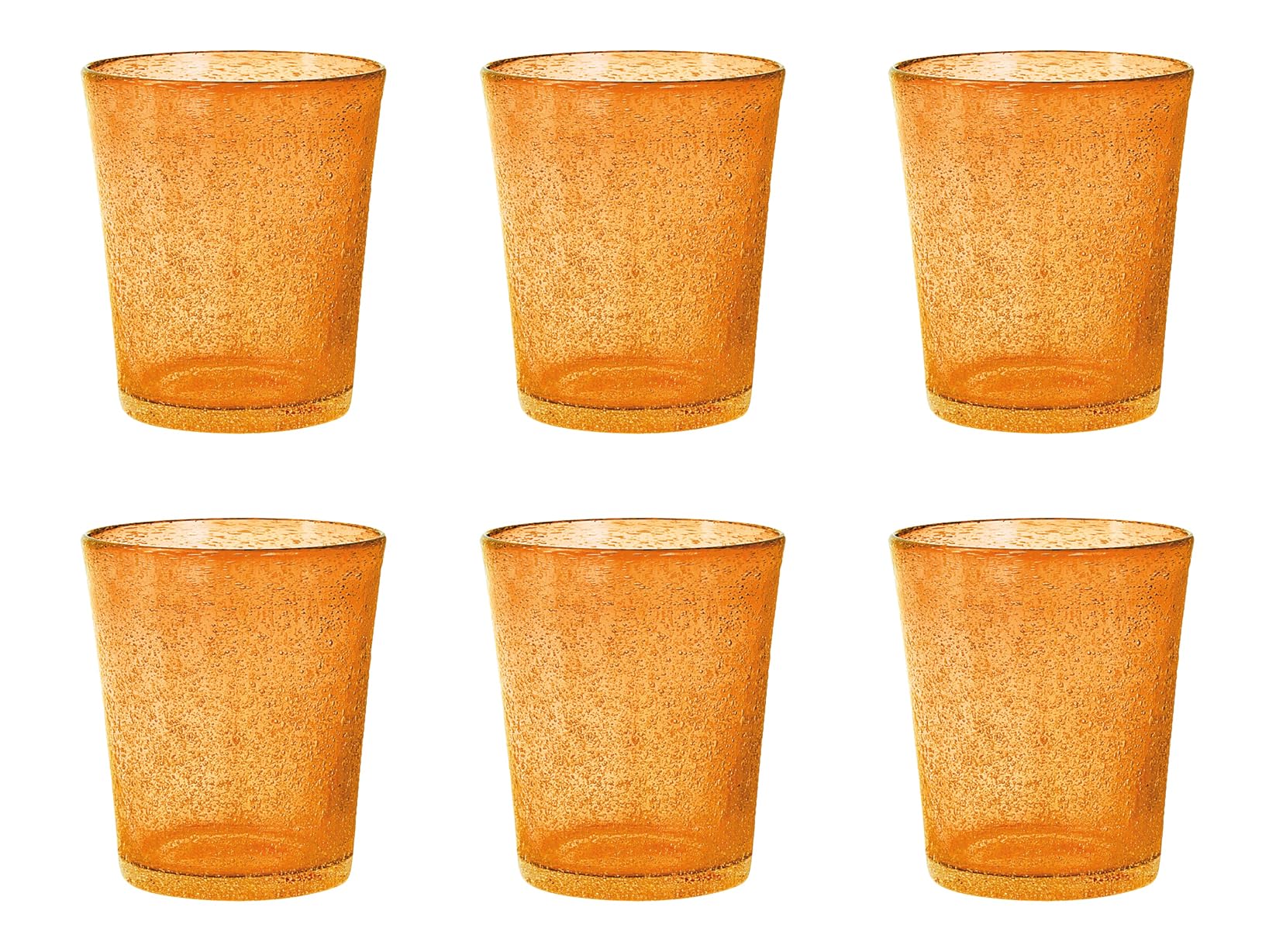 H&H Set 6 Bicchieri Giada in Vetro Arancio Chiaro 32 cl – Bicchieri Colorati da Acqua o Bibita – Design Elegante – Lavabili in Lavastoviglie – Per Uso Quotidiano o Tavola Estiva