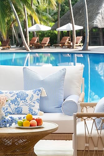 Miniatura 8 de Hofdeco Premium Coastal Patio - Funda de almohada para interiores y exteriores, 20 x 20 pulgadas, repelente al agua para patio trasero, sofá, rayas