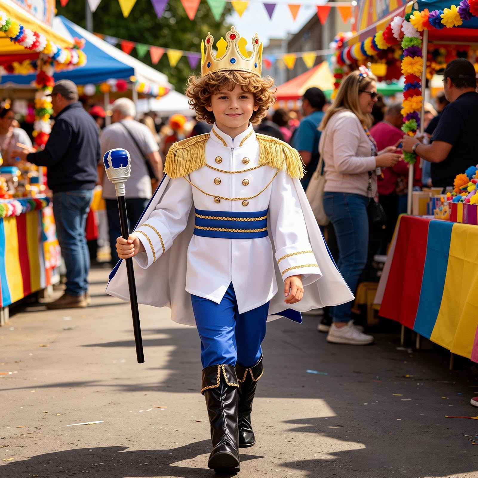 Costume da Re per Bambini Costume Cosplay Halloween Con Mantello 7 Pezzi | Travestimento Cosplay Ragazzi per Vacanza Festa Celebrazione Carnevale Abbigliamento Quotidiano Palco