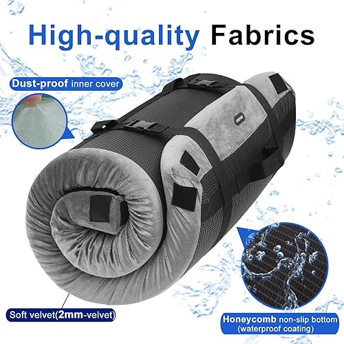 Miniatura 23 de Colchoneta de espuma viscoelástica para camping, colchón de piso grueso y cómodo para adultos con fondo impermeable y antideslizante, colchón