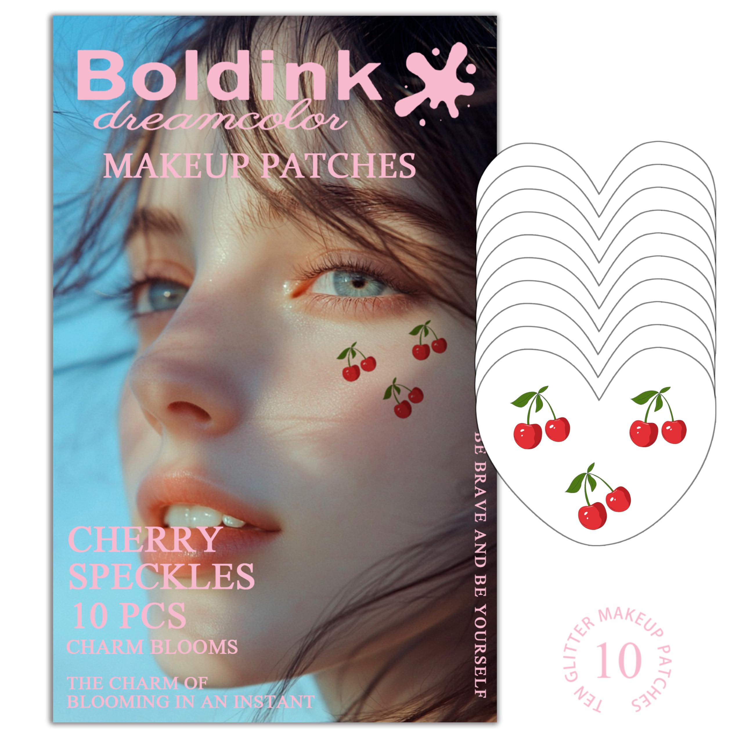 Boldink 10pcs Cherry Face Makeup Patches, Temporary Facial Cherry Patches For Women, Waterproof, Adult