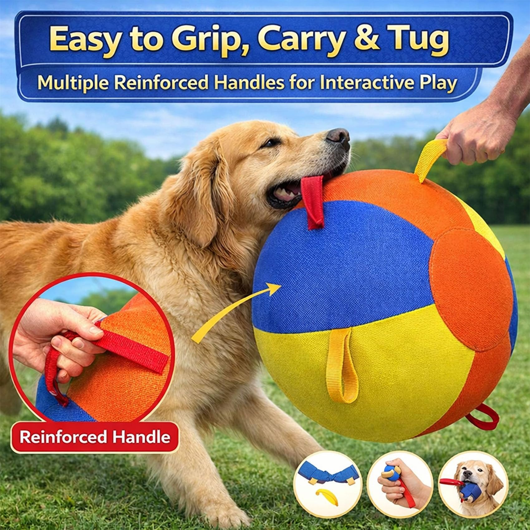 Herding Balls for Dogs, Calming Jumbo Ball for Dogs, 10 18 22 Inch Giant Inflatable Dog Ball with Reinforced Handles Cover & Pump, Durable Tear Resistant Toy for Training Exercise Play (55 cm/21.65in)