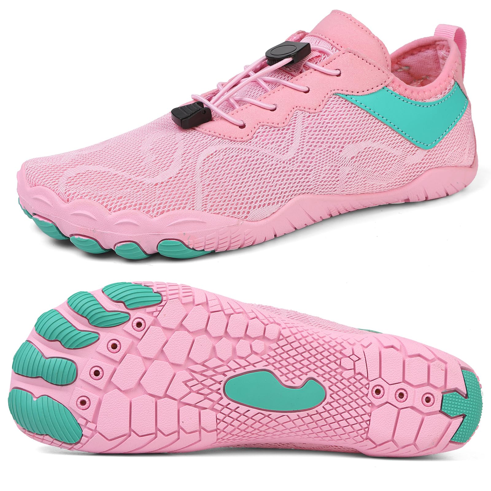 Hike Barefoot Shoes Women Men Wide Toe Box Minimalist Sneakers, Non-Slip, Breathable Water Shoes for Beach Pool Swim (A825 Pink, Adult, Women, 8, Numeric Range, US Footwear Size System, 8.5, Wide)