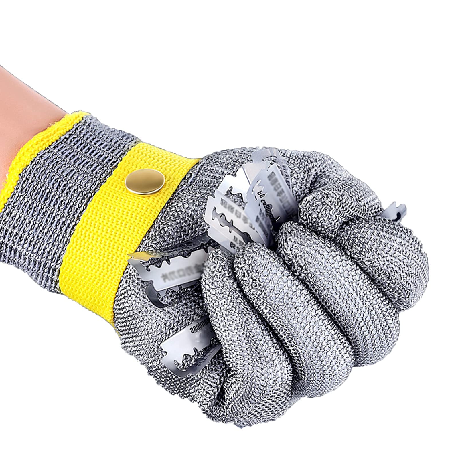 WXYZ Guantes Antideslizantes, alambres de Acero Inoxidable Guantes de Seguridad de carnicería Nivel 5 Protección, Guantes de Trabajo de Seguridad para Cortar Carne y Pesca
