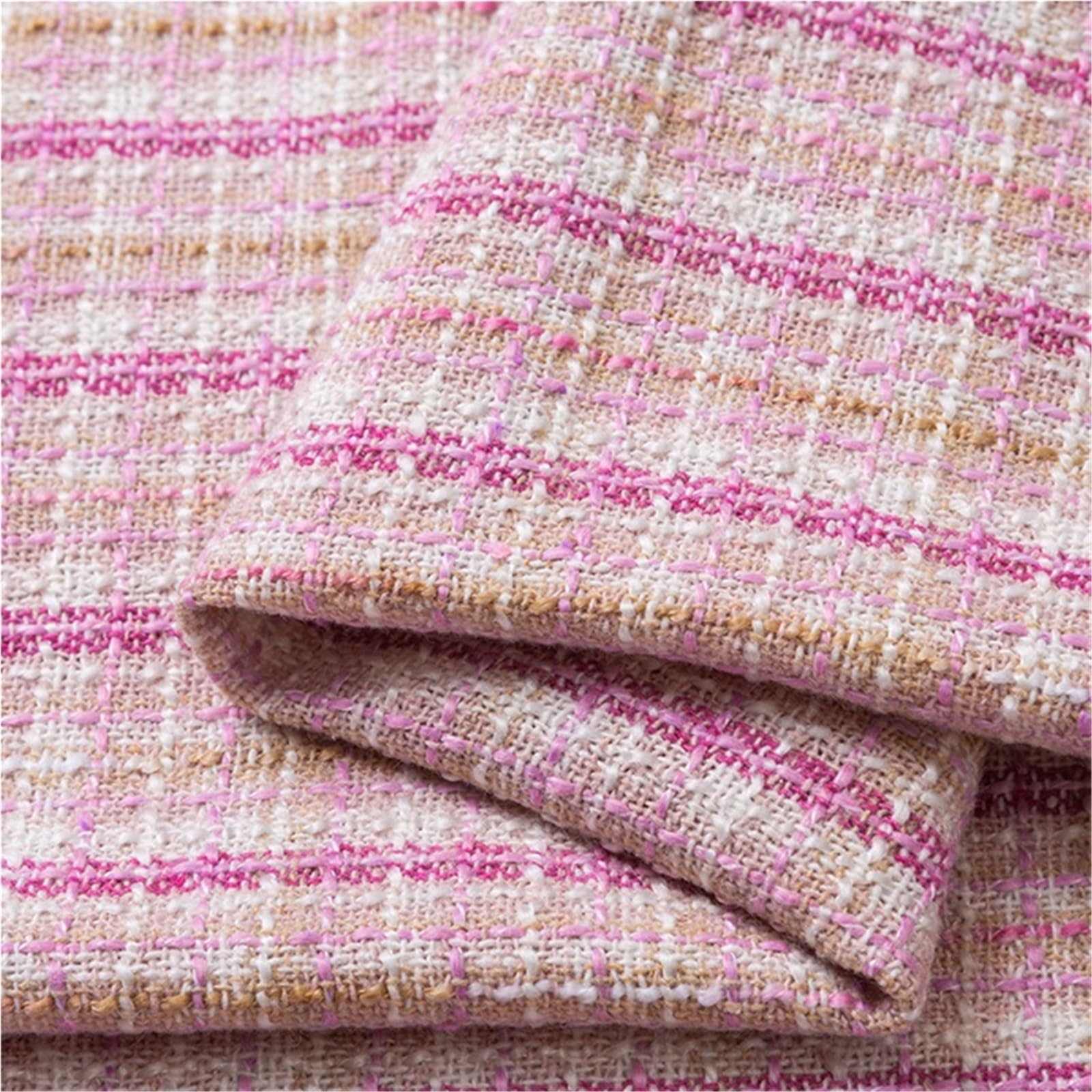 Tradycyjna tkanina tweedowa, Polyester Tweed Brocade Plaid Fabric Multicolor 1m x 150cm Woven DIY Sewing(Color 10)